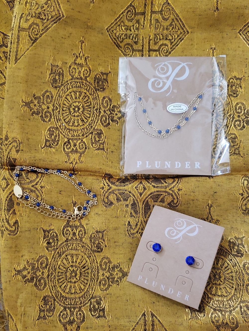 NWT- Royal Blue Earrings, Bracelet, & Necklace Set
